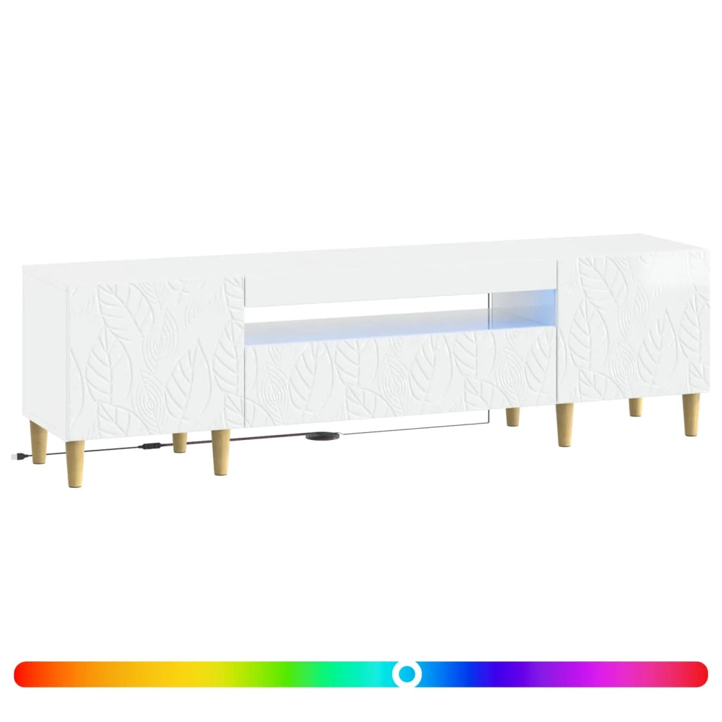 Mobile TV LED Bianco Lucido Legno ingegnerizzato 897129