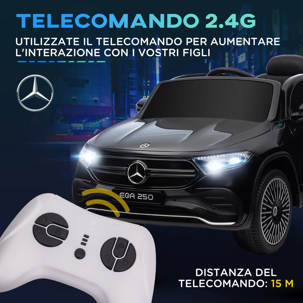 Macchina Elettrica per Bambini 3-8 Anni con Telecomando, Fari e Clacson, Nero