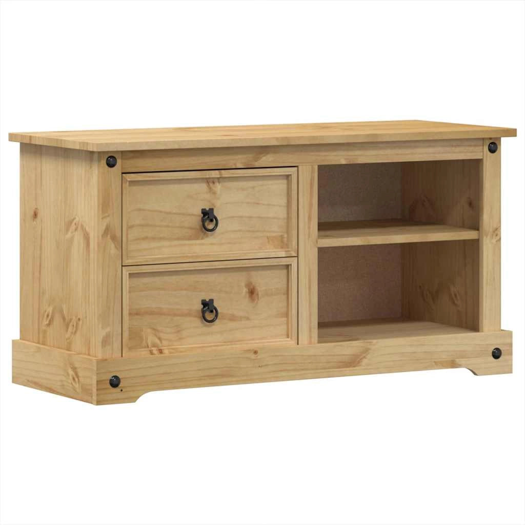Porta TV multimediale Corona mensola TV credenza sala da pranzo soggiorno camera da letto 100 x 40 x 52 cm legno di pino massiccio marrone 02_0027564