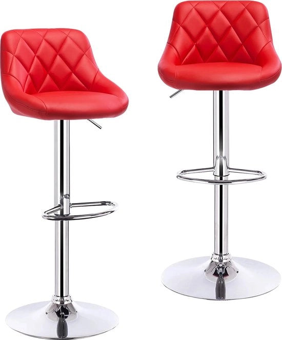 Sedie da bagno - 2 pezzi - Set di 2 - Sedie da bagno di lusso - Con schienale - Sedie da bagno - Rosso - Pelle in pvc