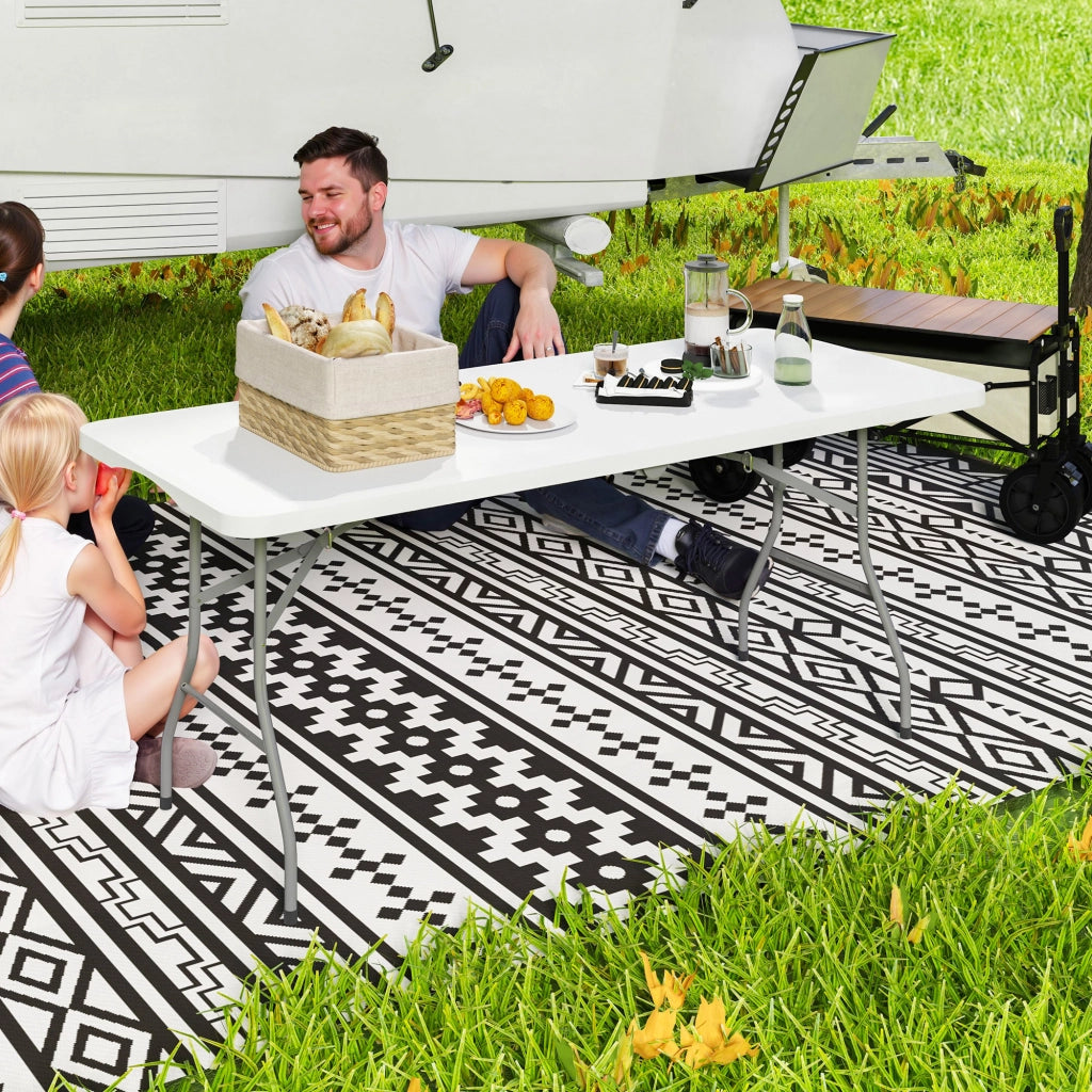 Tavolo da Giardino Pieghevole 180x74x74 cm con Maniglia in Acciaio e Plastica Bianco