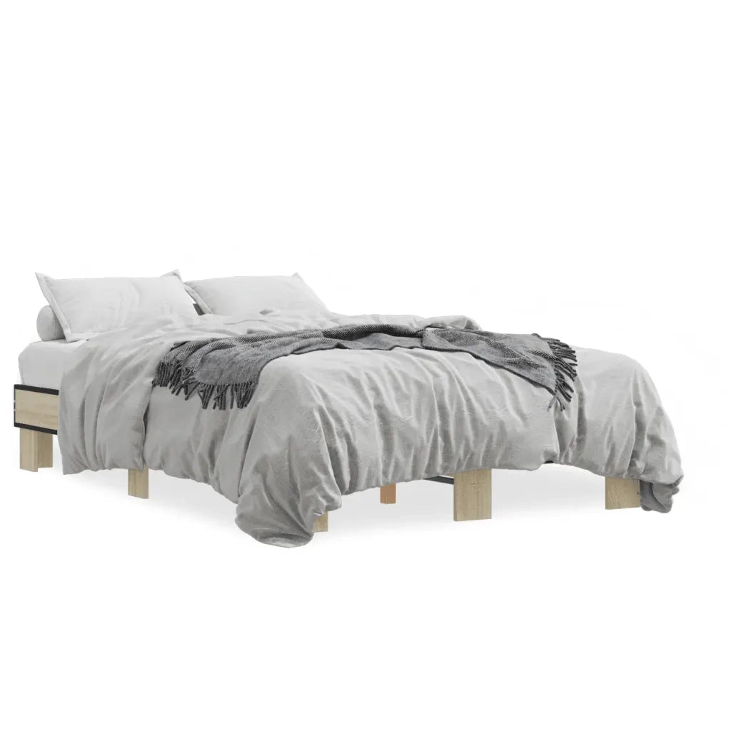 Letto matrimoniale | Letto per adulti | Giroletto Rovere Sonoma 120x200 cm in Legno Multistrato Metallo