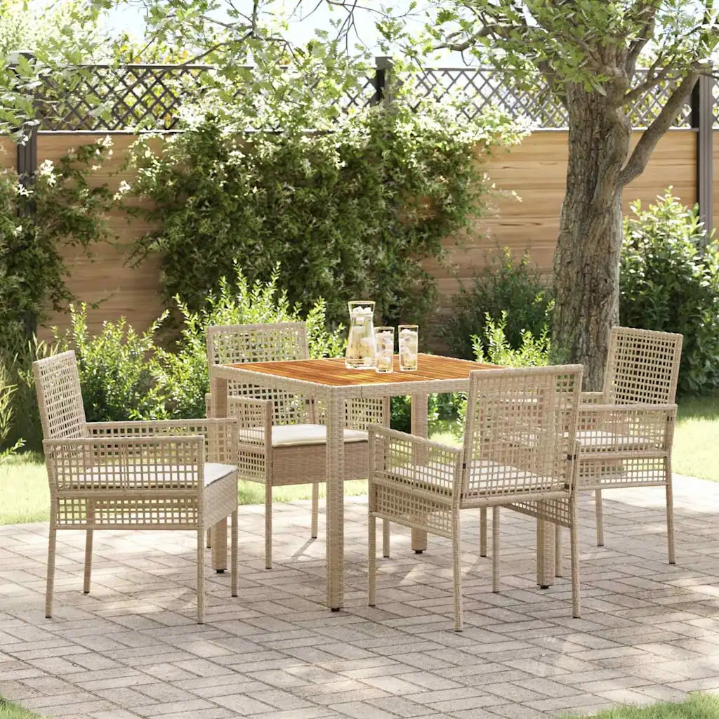 Set da Pranzo per Giardino 5 pz | Set Salotto da Giardino Beige polyrattan