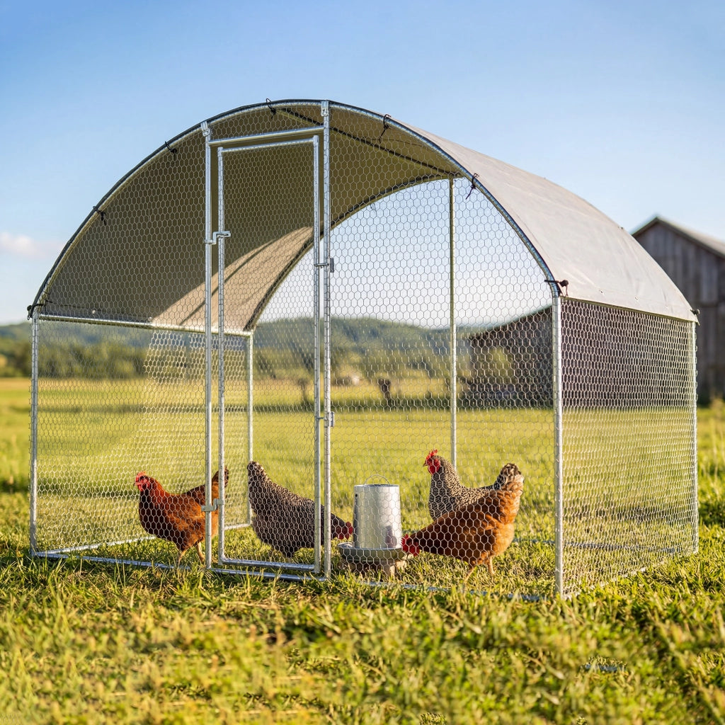 Pollaio per Galline da Esterno ¨C zephmum ¨C Acciaio Zincato Argento 280x170x190 cm