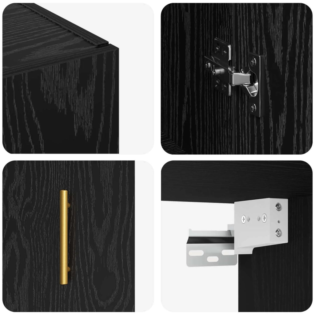 Armadietto a muro Rovere Nero 69,5 x 34 x 90 cm 879515