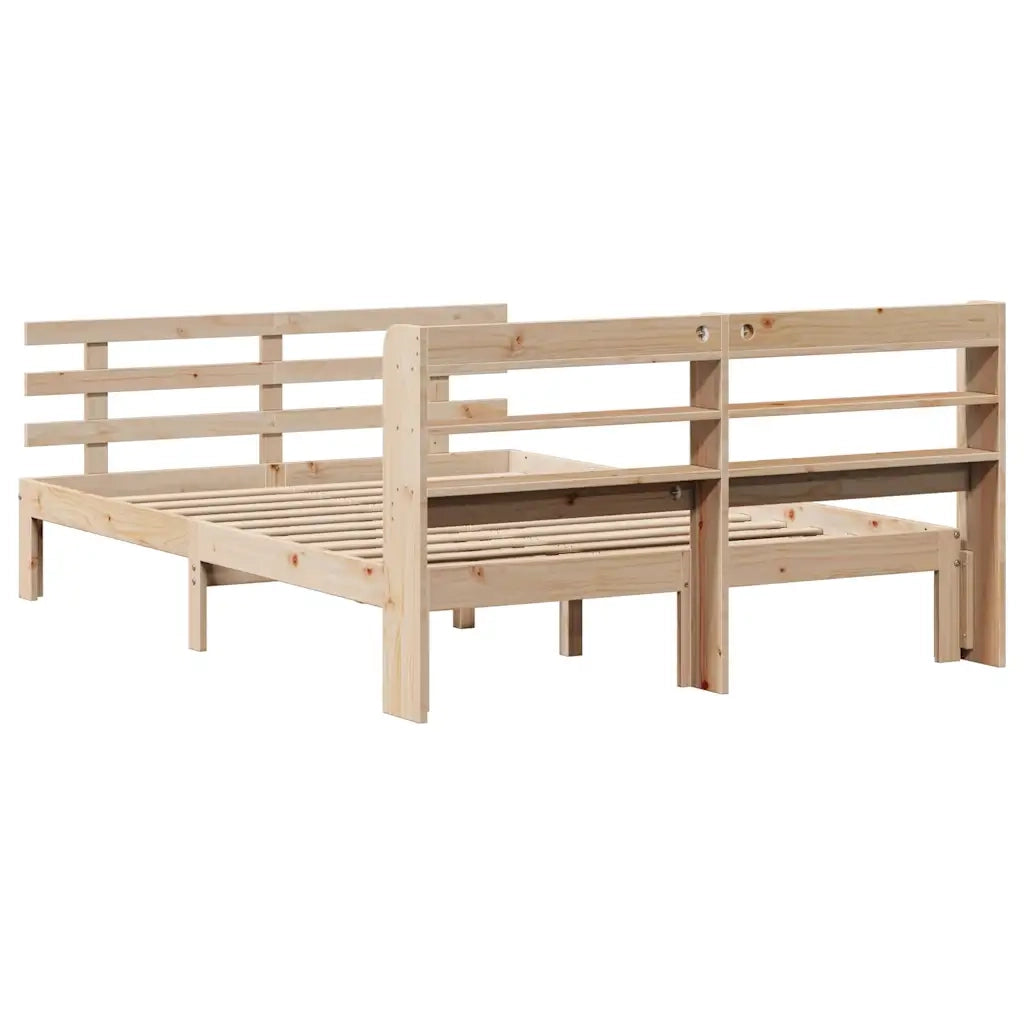 Giroletto con Testiera-Struttura Letto con testiera 135x190 cm in Legno Massello di Pino 980638