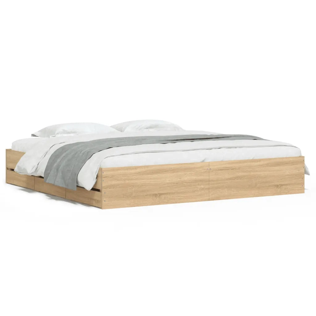 Giroletto Cassetti Rovere Sonoma 180x200 cm Legno Multistrato 3207254