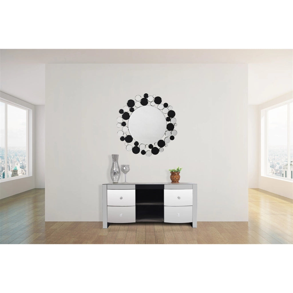 Specchio da parete Bubble tondo decorativo nero e argento