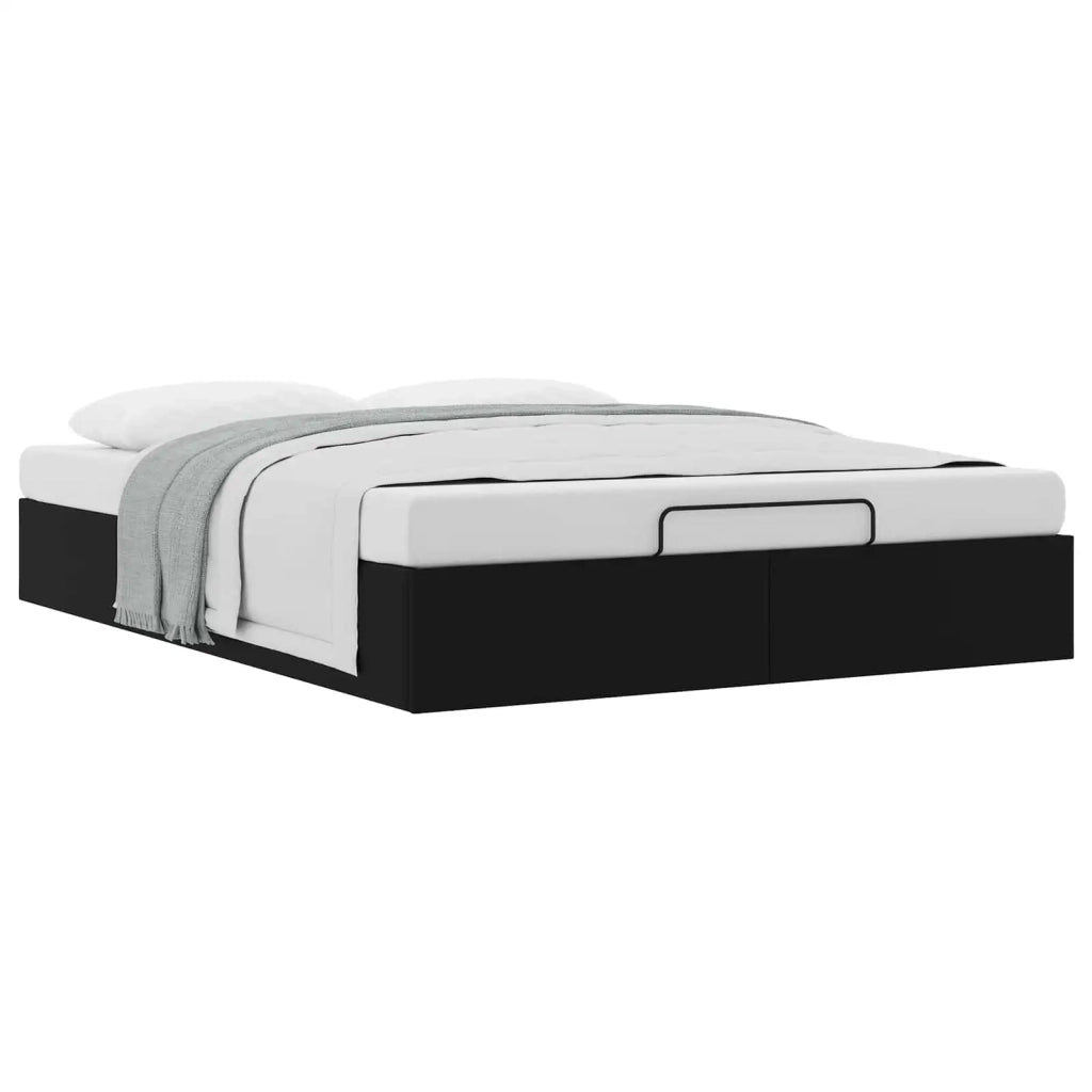 Letto matrimoniale | Letto per adulti | Letto ottomano Nero 153 x 203 cm Similpelle