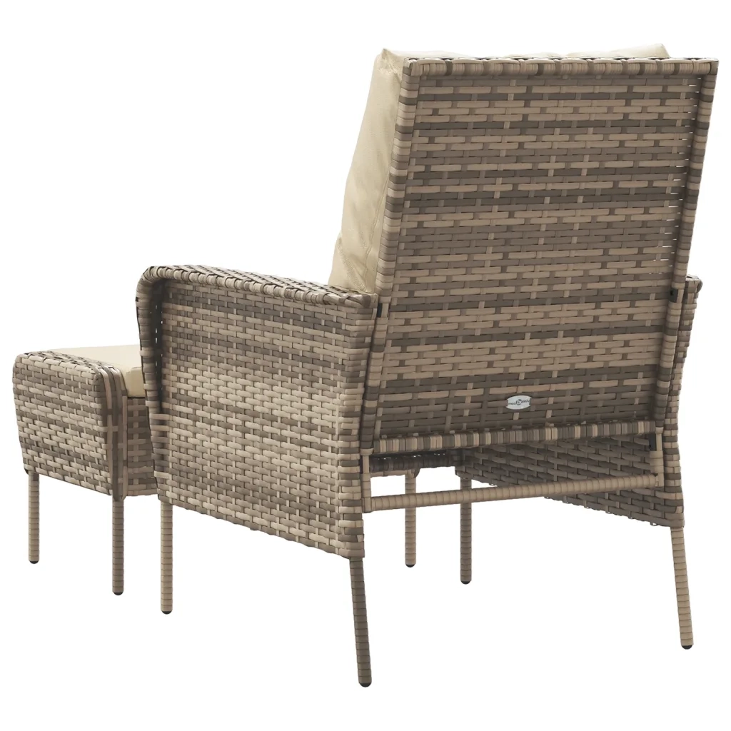 Poltrona da Giardino con Poggiapiedi Polyrattan Marrone Chiaro CFW2301066