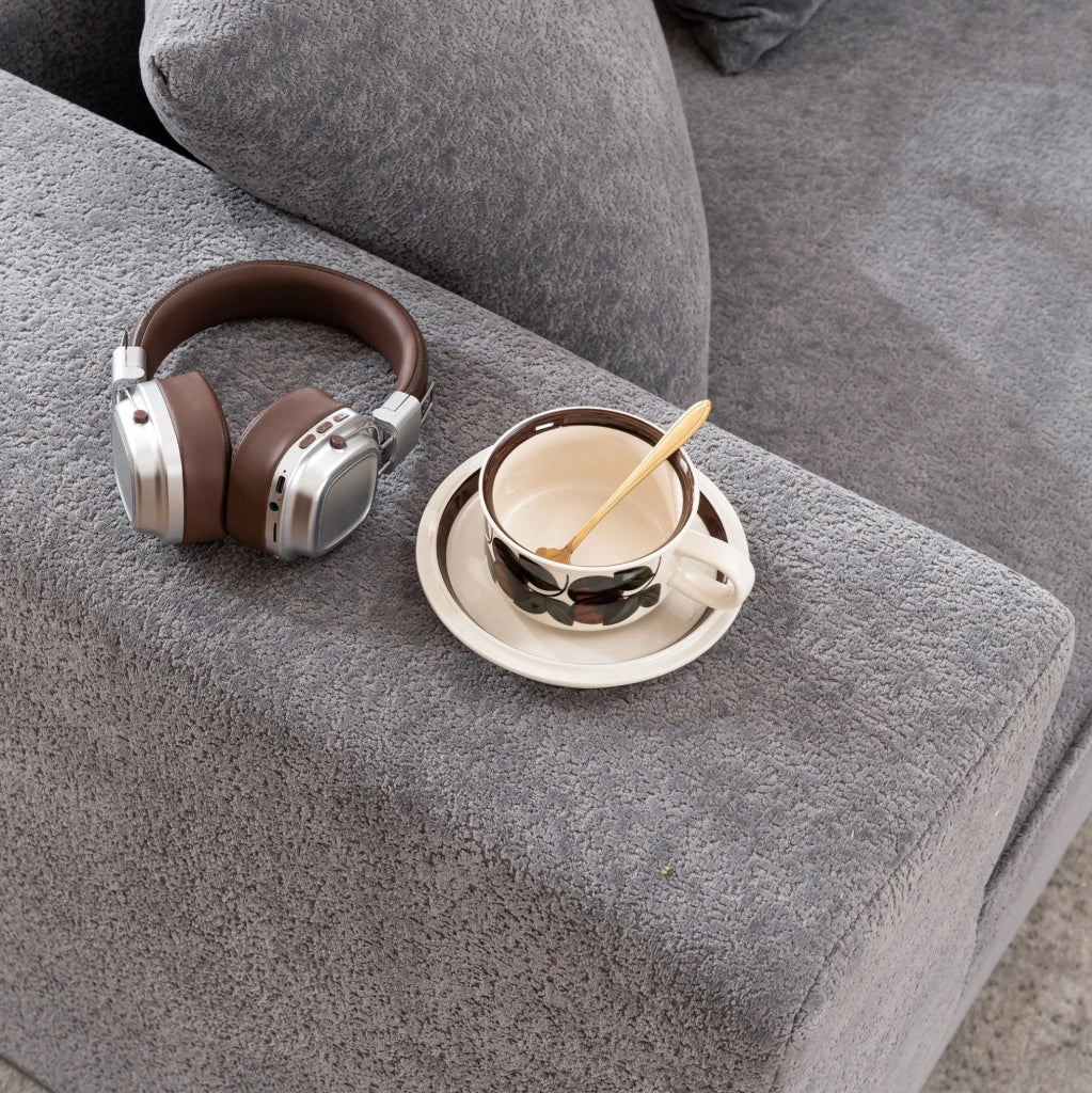 DIVANO MODULARE LETTO in Chenille Grigio senza montaggio