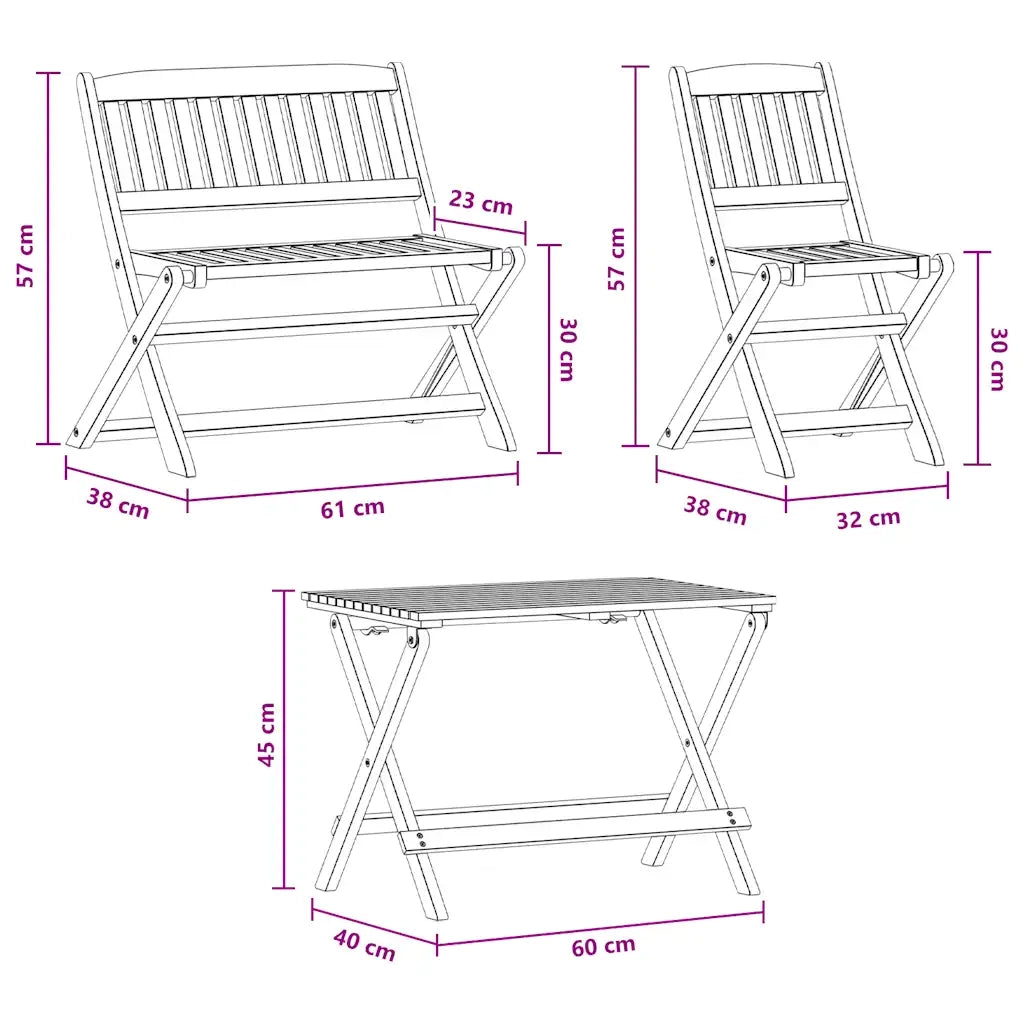 Set da Pranzo per Esterni per Bambini 4 pz | Set Salotto da Giardino Legno di Eucalipto