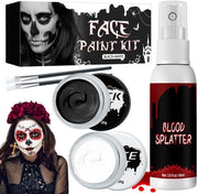 Trucco teatrale completo nero/bianco - trucco per bambini - Halloween - carnevale - vernice per viso - trucco teatrale professionale - grime