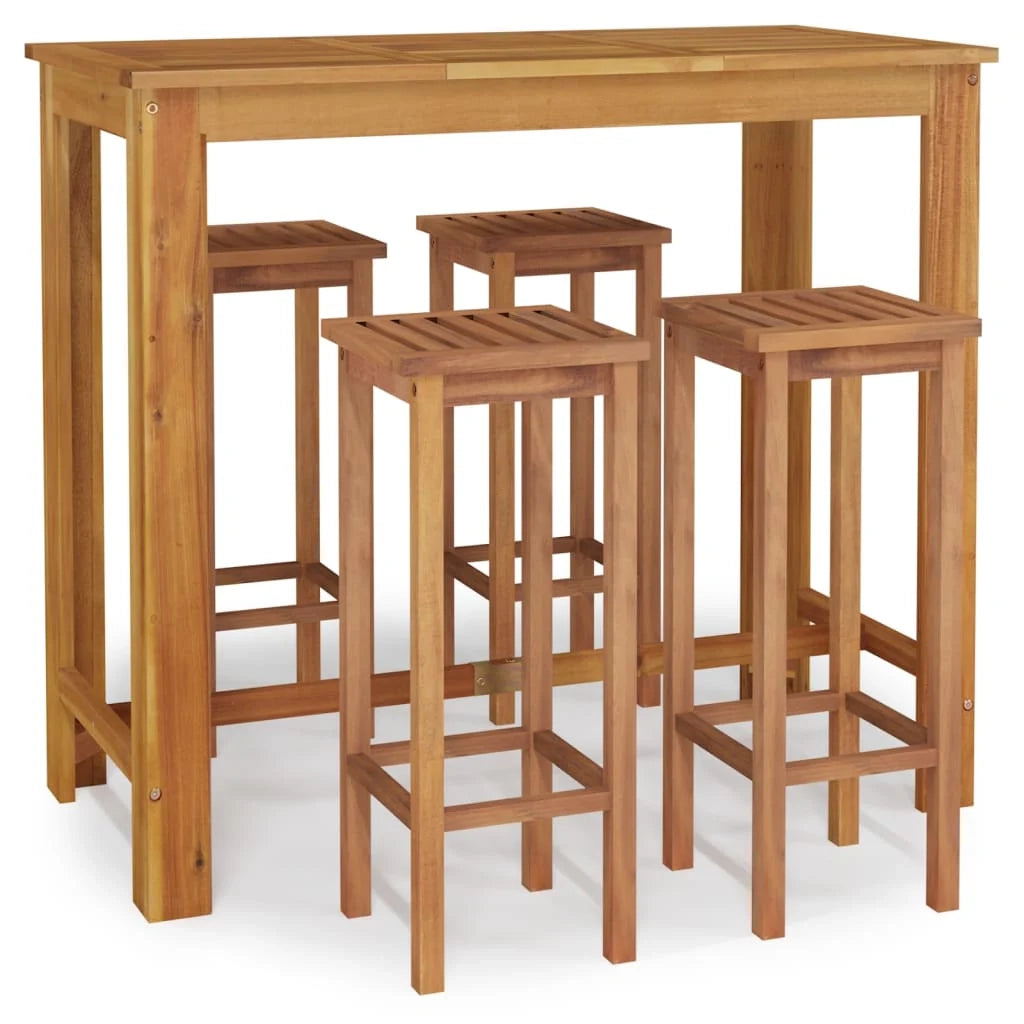 Set da pranzo da giardino 5 pezzi mobili da esterno legno massello di acacia 02_0013750