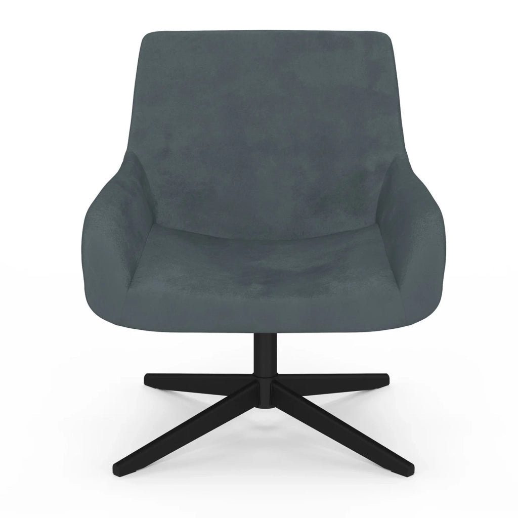 IDMarket - Poltrona girevole ALBUS in velluto grigio con gambe nere