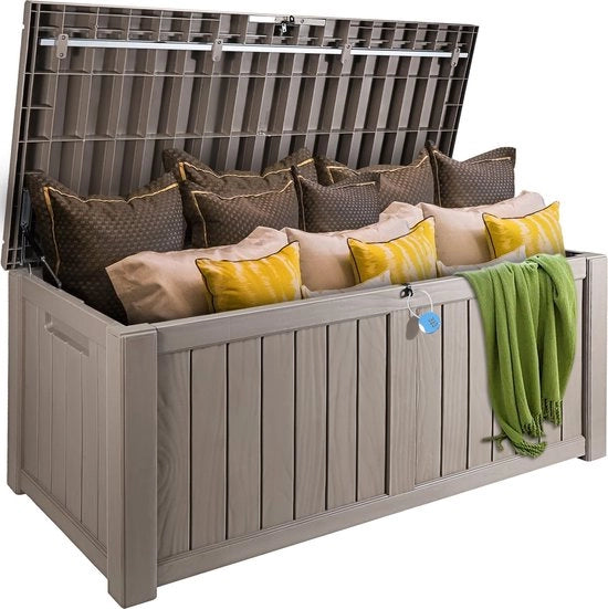 Scatola di Stoccaggio - Scatola di Stoccaggio Esterno - Stoccaggio Esterno - Cuscini di Giardino - Grigio - 454,2 L - 143x60,5x67,5cm - Cassa di Stoccaggio