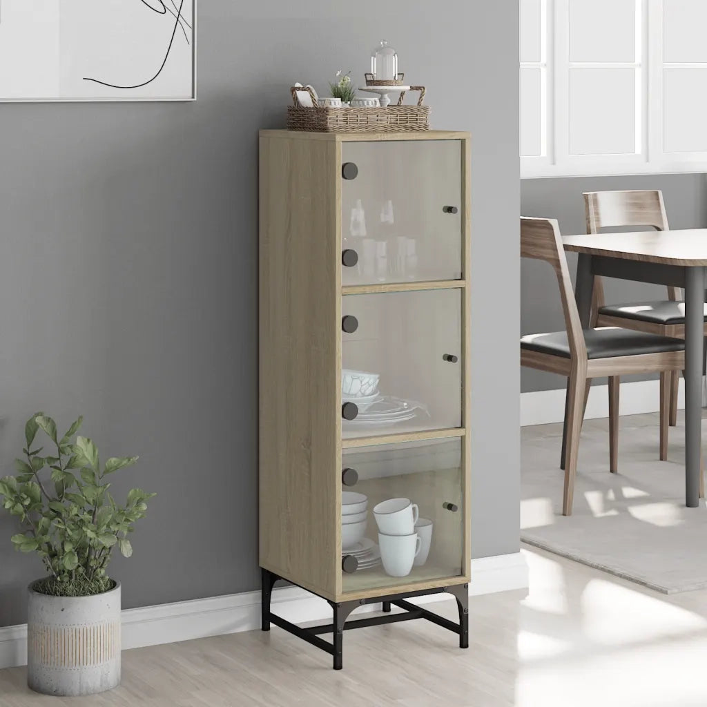 Credenza con Ante in Vetro Rovere Sonoma 35x37x120 cm 836562