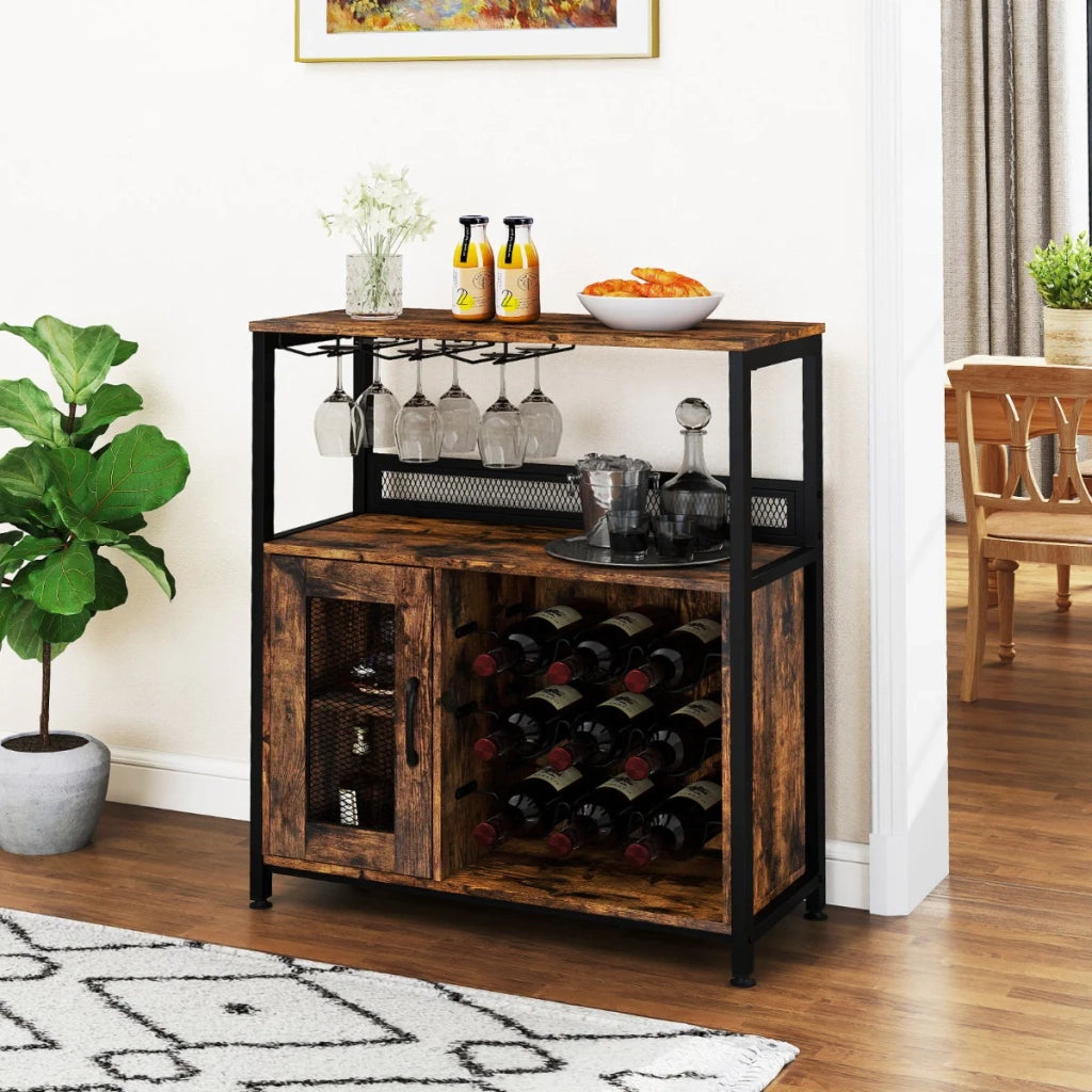 Mobile bar/portabottiglie indipendente 75 x 34 x 905 cm pratico contenitore atmosfera accogliente stile industriale truciolato marrone 20_0012690