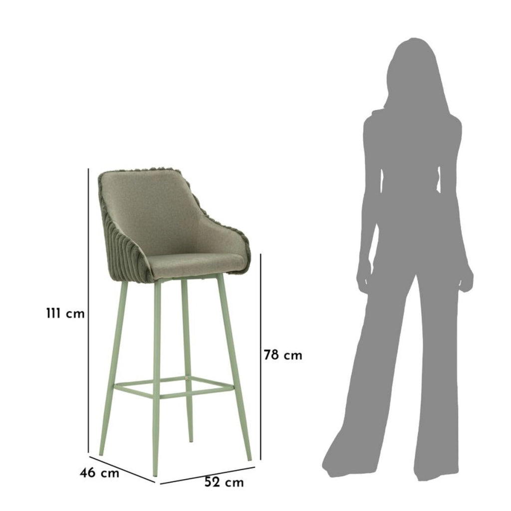 Set di 2 Sgabelli Alti VKH882, Verde, Poliestere, 52x46x111 cm
