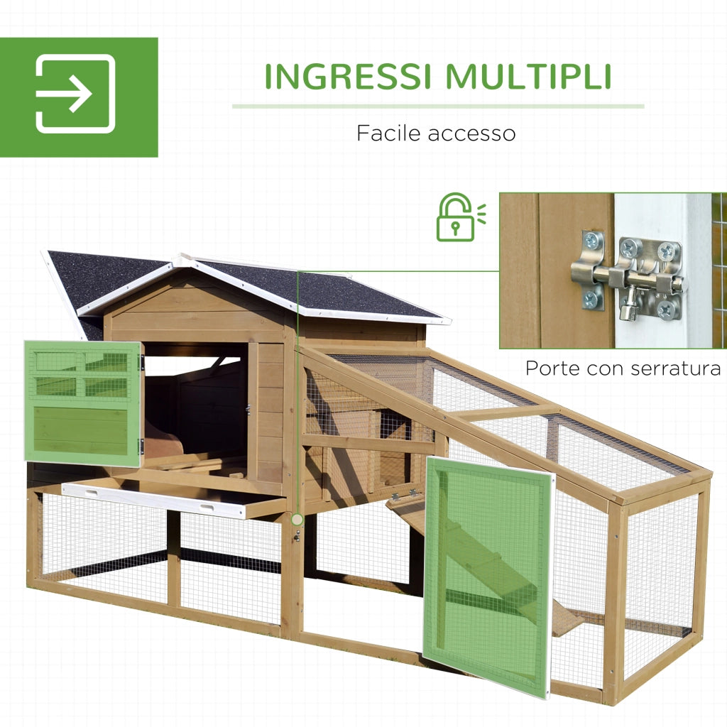 Pollaio per Galline Ovaiole da Esterno con Recinto ¨C Zephmum ¨C 200x80x105 cm