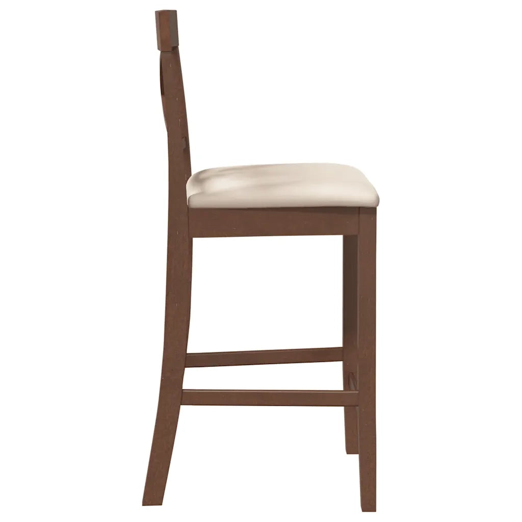 Sgabelli da Bar con Cuscini 2pz Marrone Legno Massello di Hevea 4102547