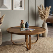 Chiavenna, Tavolino da Salotto Forma Rotondo, 100x100x46h cm Marrone Noce