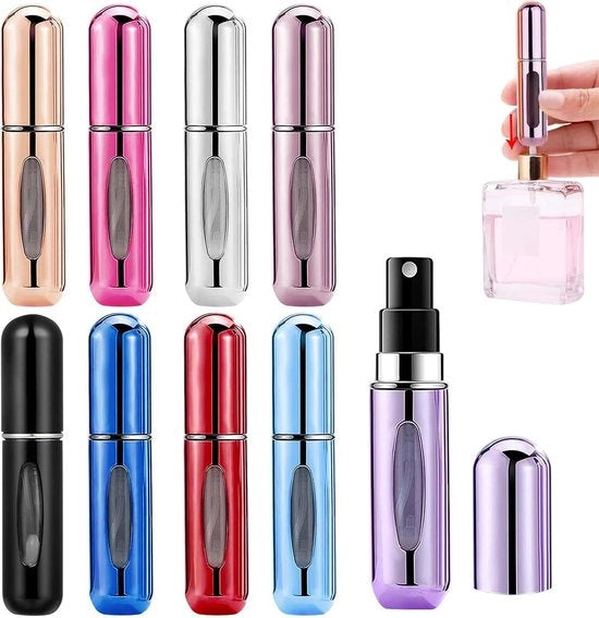 Mini flacone di profumo - 9 pezzi - 5 ml - riempibile - flacone di viaggio - spruzzatore di profumo - mini flacone riempibile - spruzzatore di profumo per la strada - flaconi vuoti con finestra - per viaggi, uscita, borse da mano