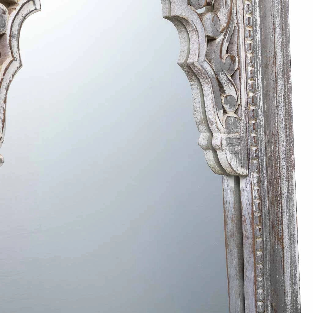 Specchio in legno invecchiato bianco 60x5x107