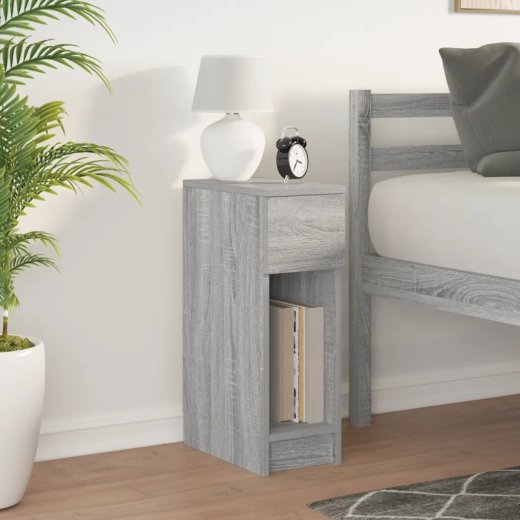Comodino con cassetto-Tavolino da notte Grigio Sonoma 20x36x60 cm