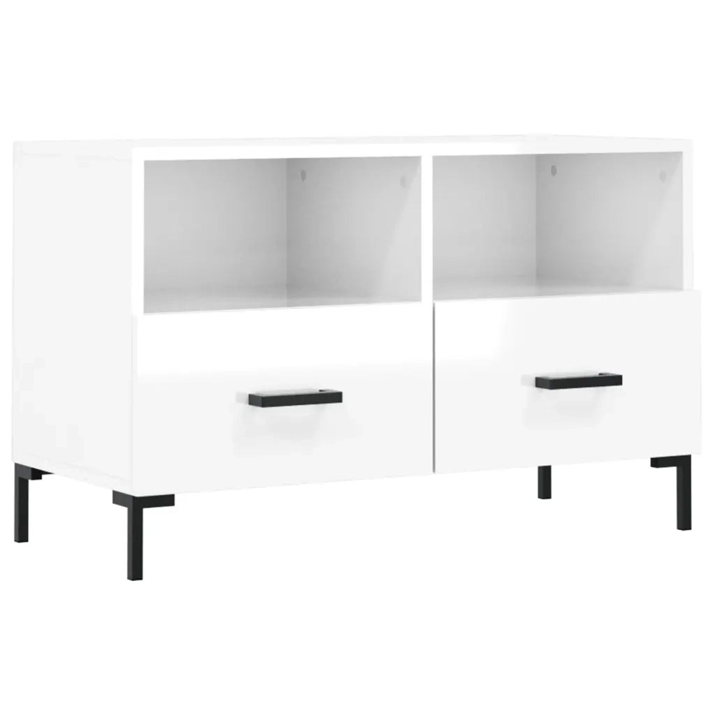 Mobile Porta TV Bianco Lucido 80x36x50 cm in Legno Multistratocod mxl 127891