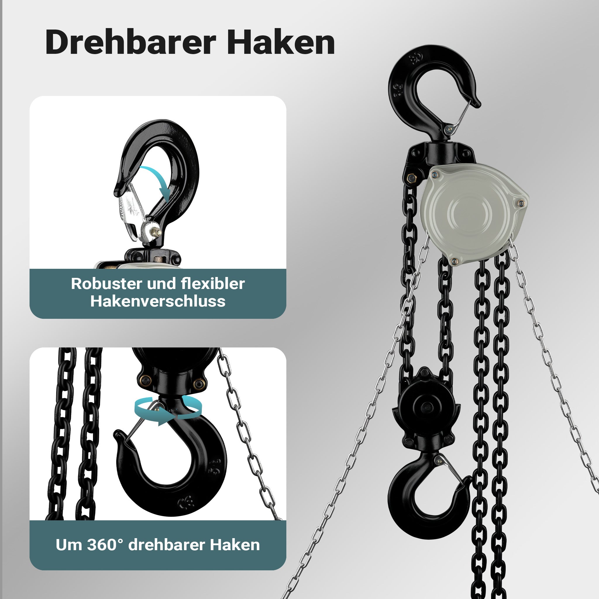 Paranco a catena manuale V21-5, capacità di carico 5 t, altezza di sollevamento 5 m, leggero e compatto, per impieghi gravosi