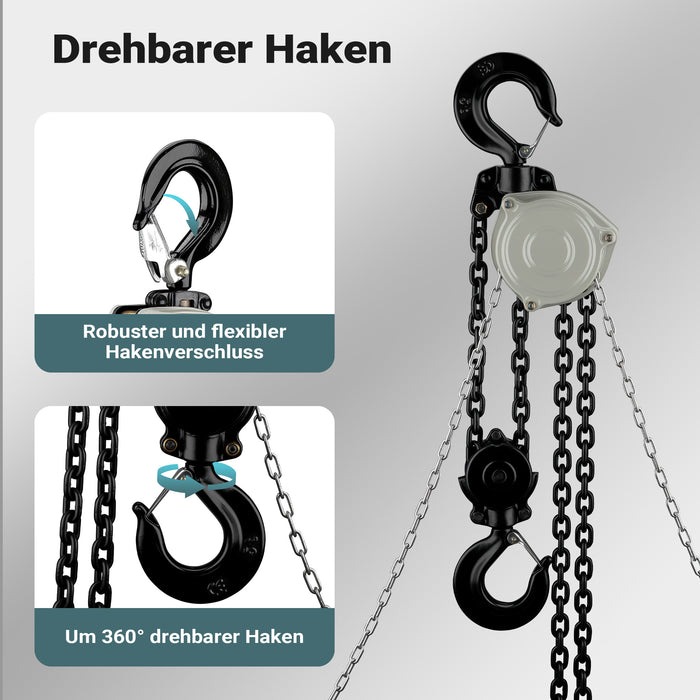 Paranco a catena manuale V21-5, capacità di carico 5 t, altezza di sollevamento 5 m, leggero e compatto, per impieghi gravosi