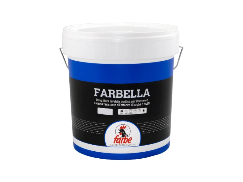 Idropittura Farbella bianca acrilica lavabile anti-muffa e alghe Farbe - 4 Lt