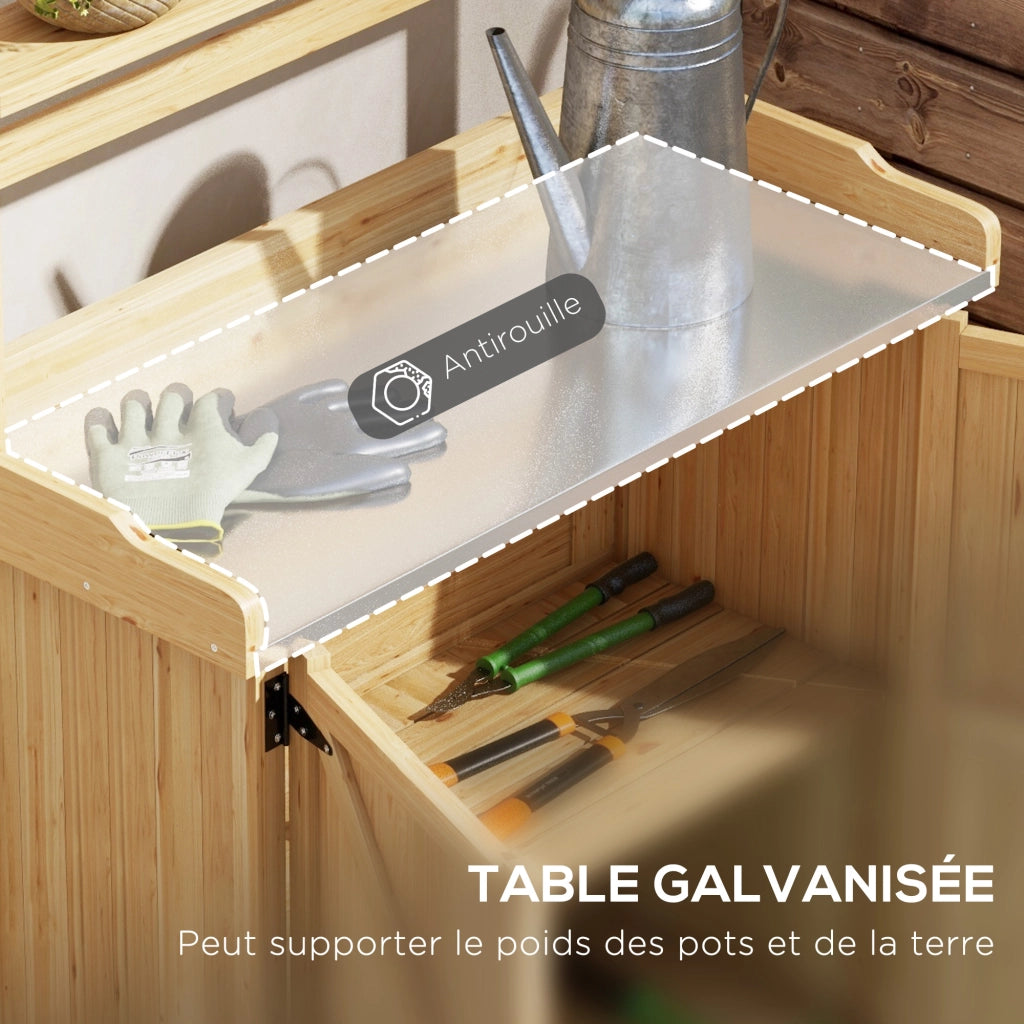 Tavolo da giardino con ripiani e patini ¨C Minimal ¨C Legno di abete giallo