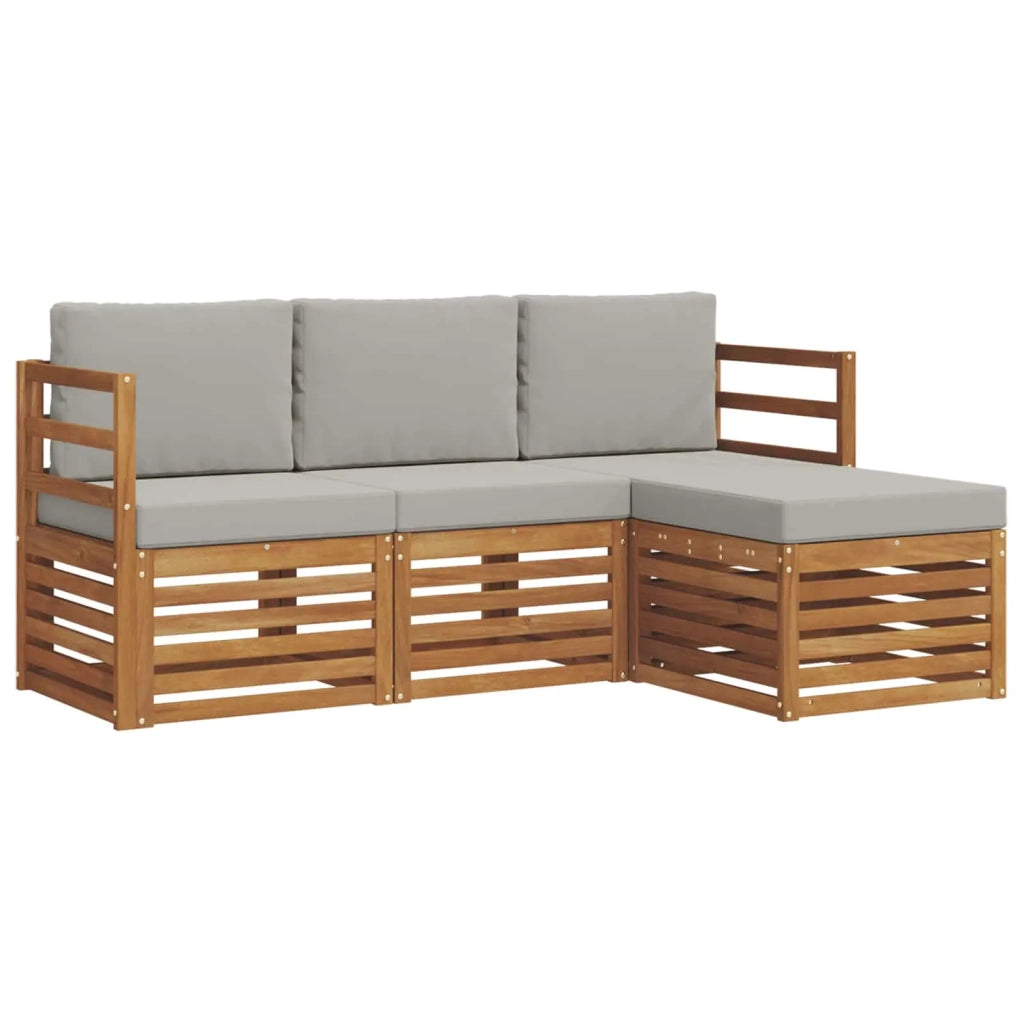 Set di divani da esterno 4 pcs Grigio Naturale e Chiaro 3374591