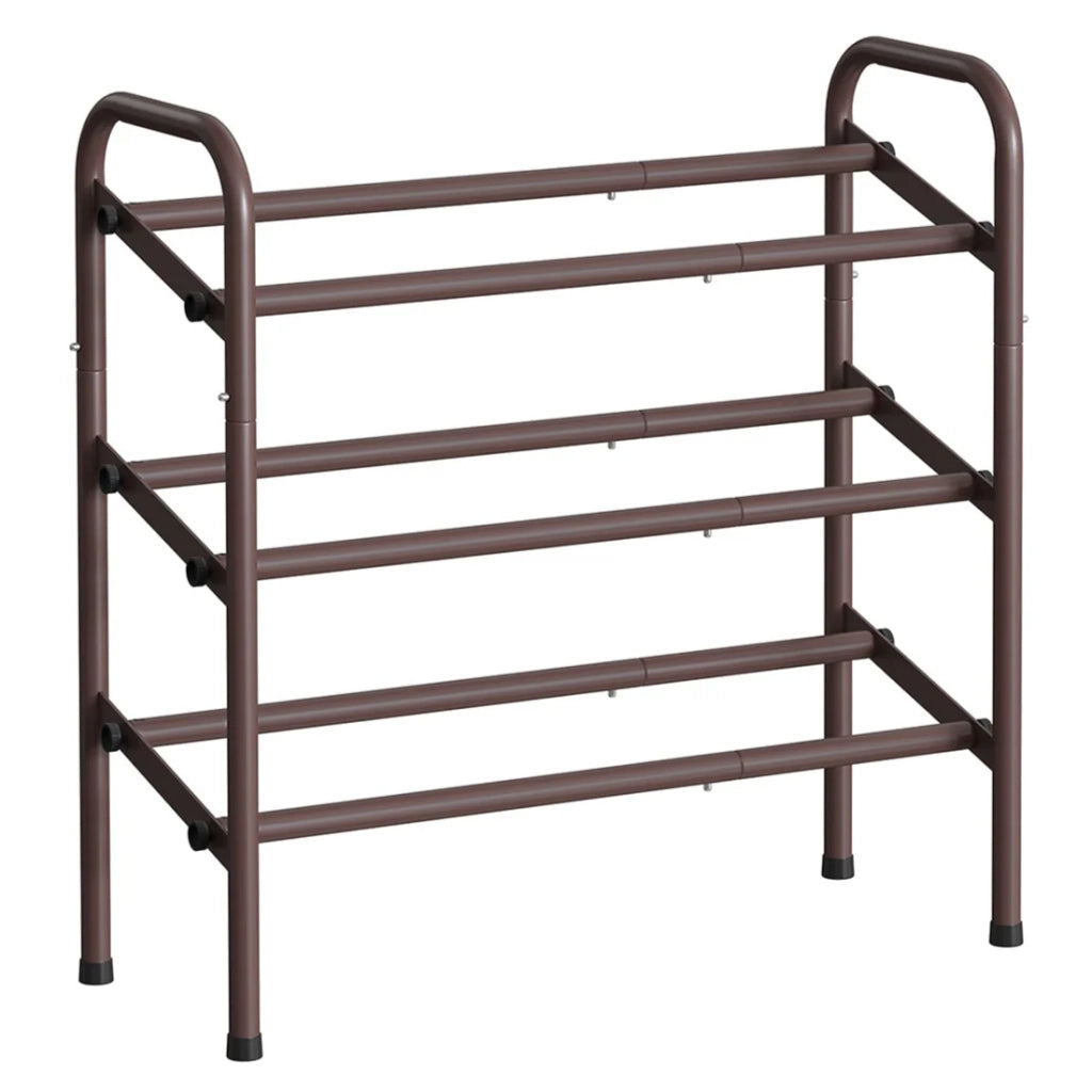 Scarpiera a 2 ripiani regolabile 23 x 58 x 42 cm per scarpe per ingresso armadio facile montaggio metallo marrone 12_0005462