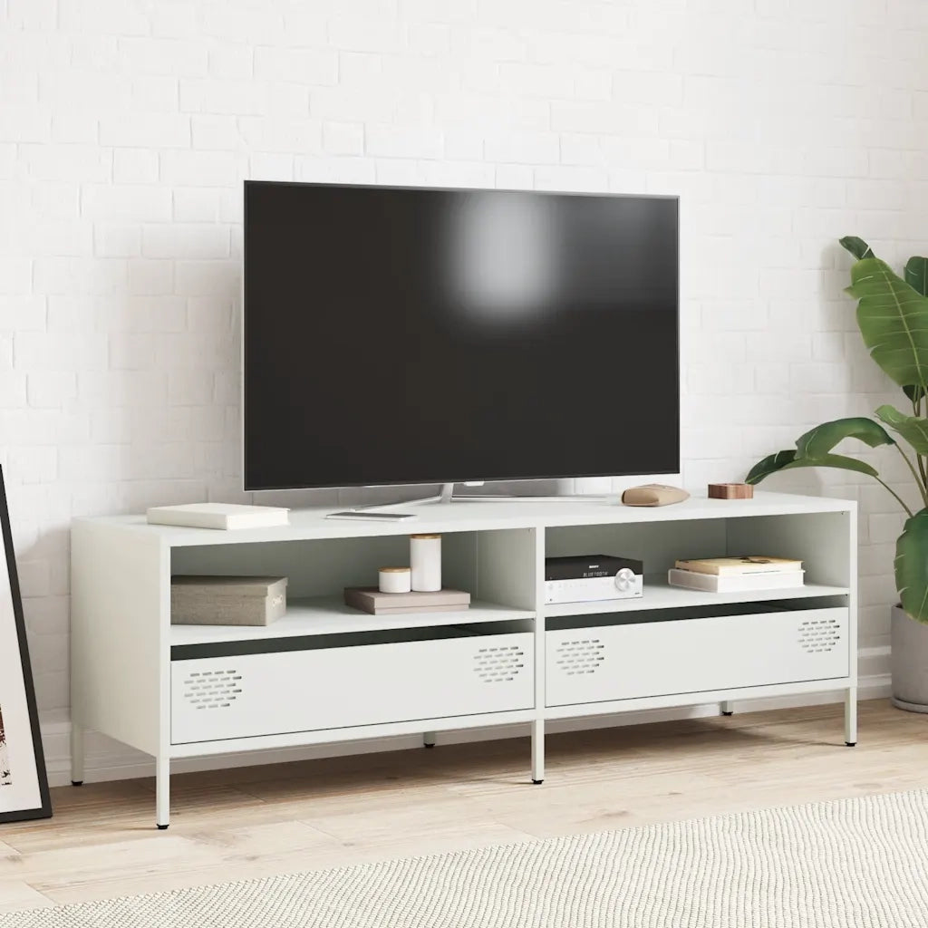Mobile TV Bianco 135x39x43,5 cm in Acciaio Laminato a Freddo