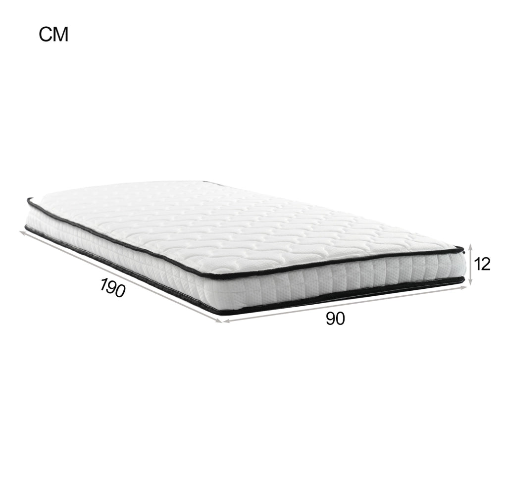Materasso a molle ergonomico 90x190 cm; spessore 12 cm; bianco; arrotolato