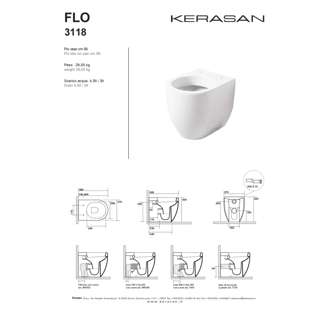 Wc Da Terra Kerasan Bianco Lucido "Flo 56"
