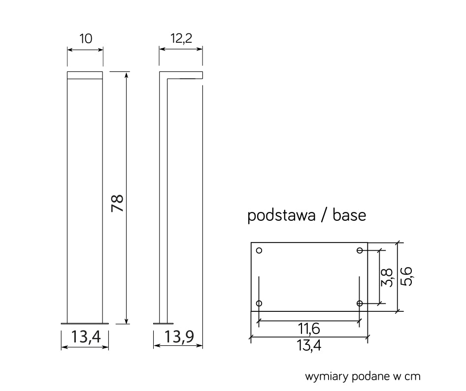 Paletto da giardino SU-MA Karo 78cm LED 10W IP54 grigio