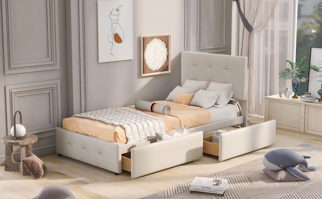 letto imbottito velluto beige 90 x 200 cm
