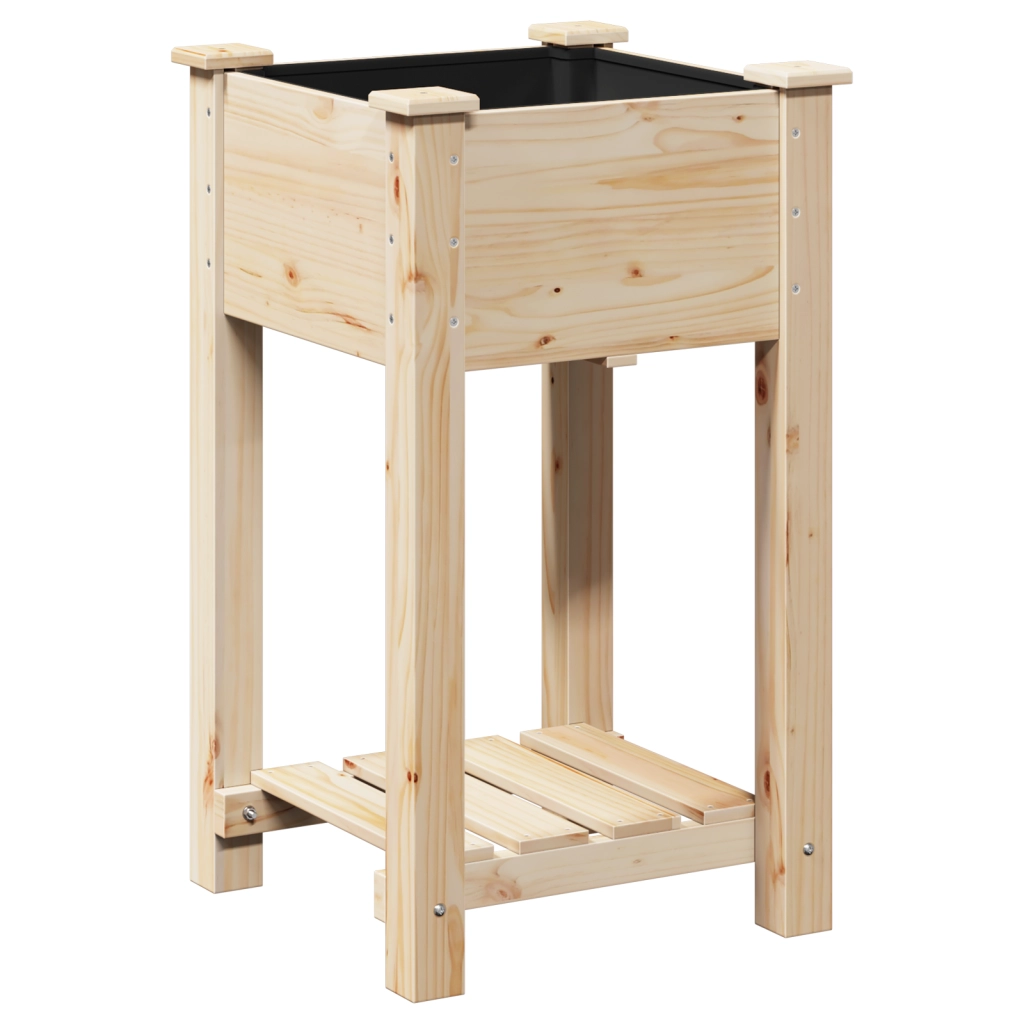 Vaso da giardino  con ripiano 45x45x76 cm in legno massello di abete