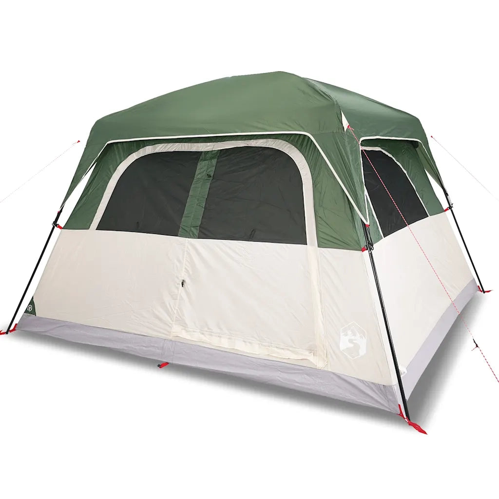 Tenda Familiare Cabina per 6 Persone-Tenda da campeggio Verde Impermeabile 885377