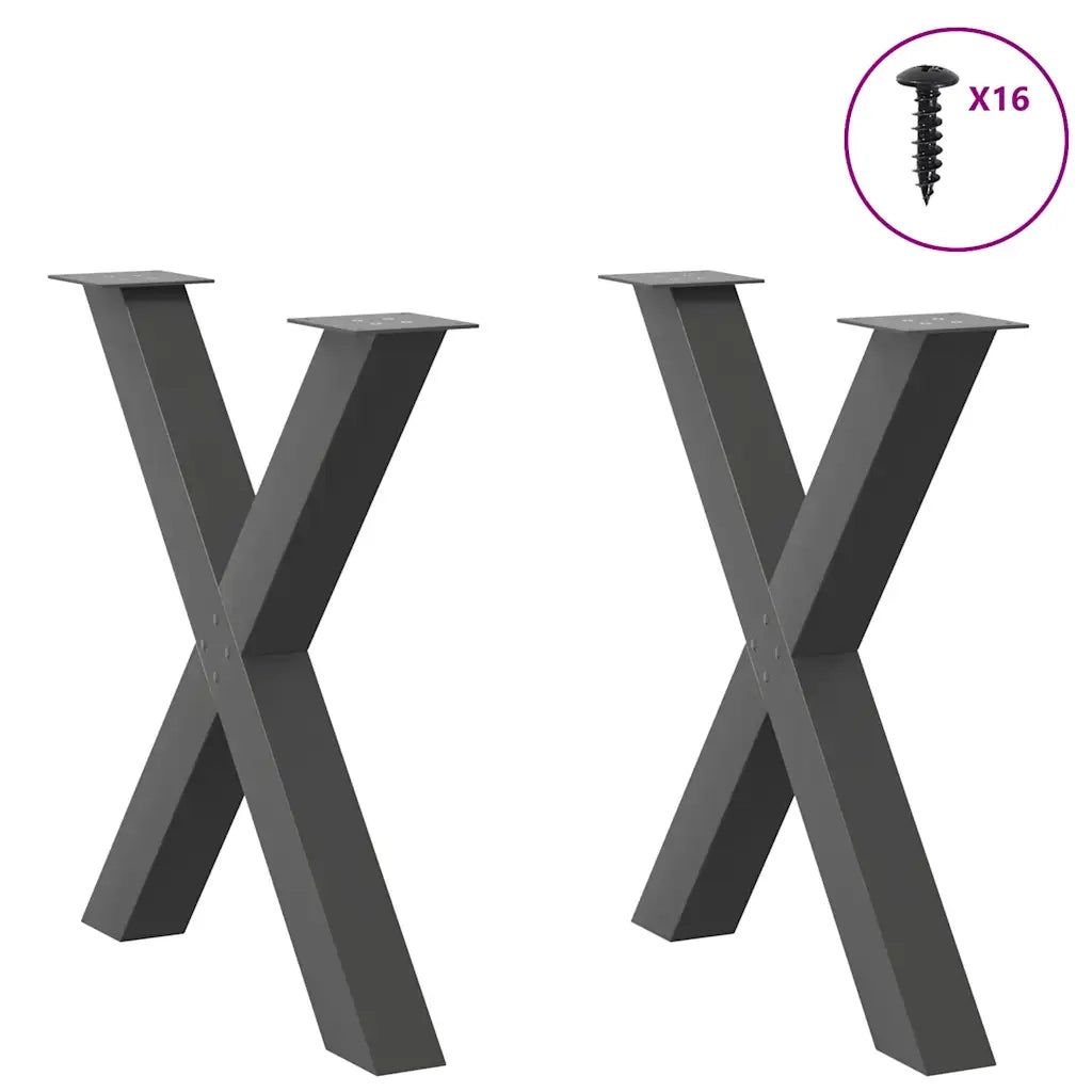 Gambe per tavolo da pranzo a forma di X 2 pz Antracite 80x(72-73) cm Acciaio 4012982