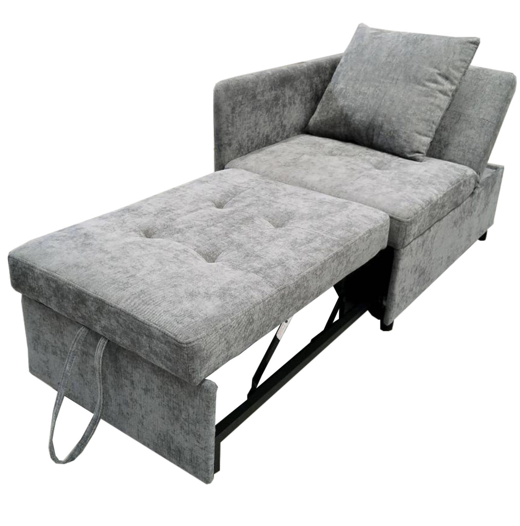 Divano letto 3 in 1 grigio con schienale regolabile
