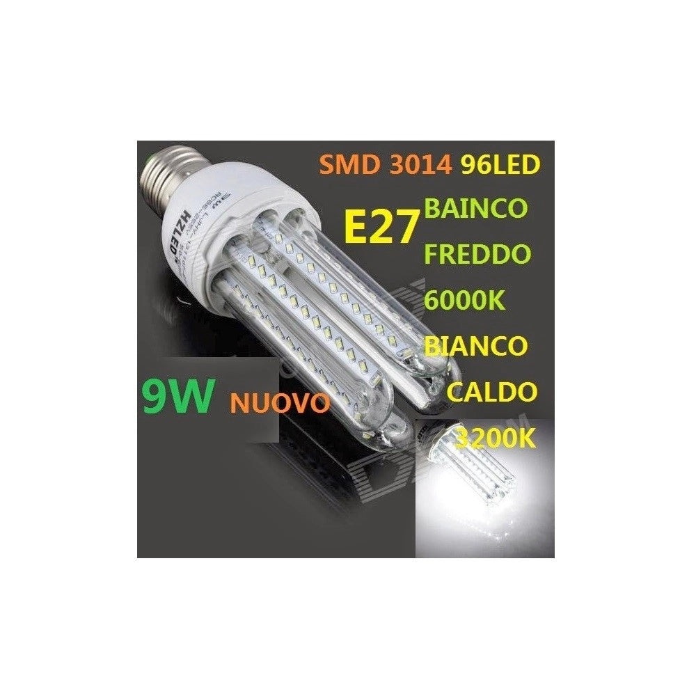 Trade Shop - Lampadina 96 Led Smd 3014 9w E27 Luce Fredda Bianco Caldo Basso Consumo Lampada - -bianco Freddo      E27-