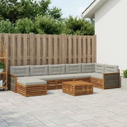 Set di divani da esterno 8 pcs Naturale e Grigio Chiaro 3383649