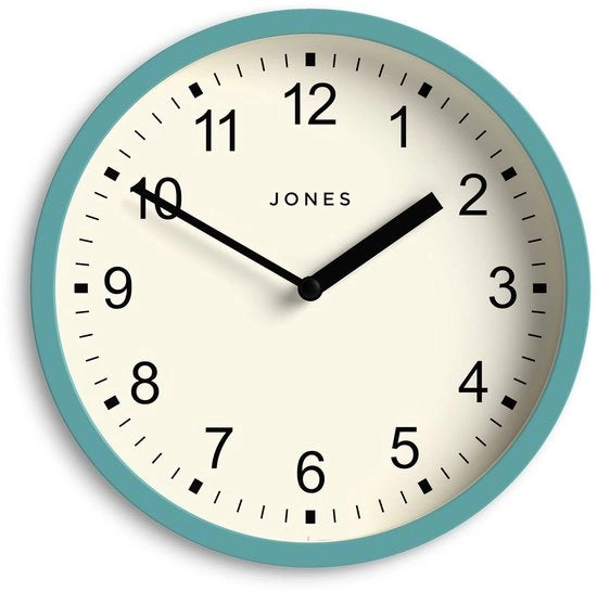 Spin klok | Moderna orologio rotondo | 20 cm | Blu-verde | Cifre leggibili | Ideale per cucina, ufficio, camera da letto o ogni piccola stanza