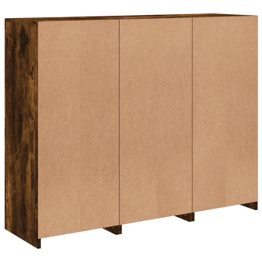 Credenze con Luci LED 3 pz Rovere Fumo in Legno Multistrato 3209104