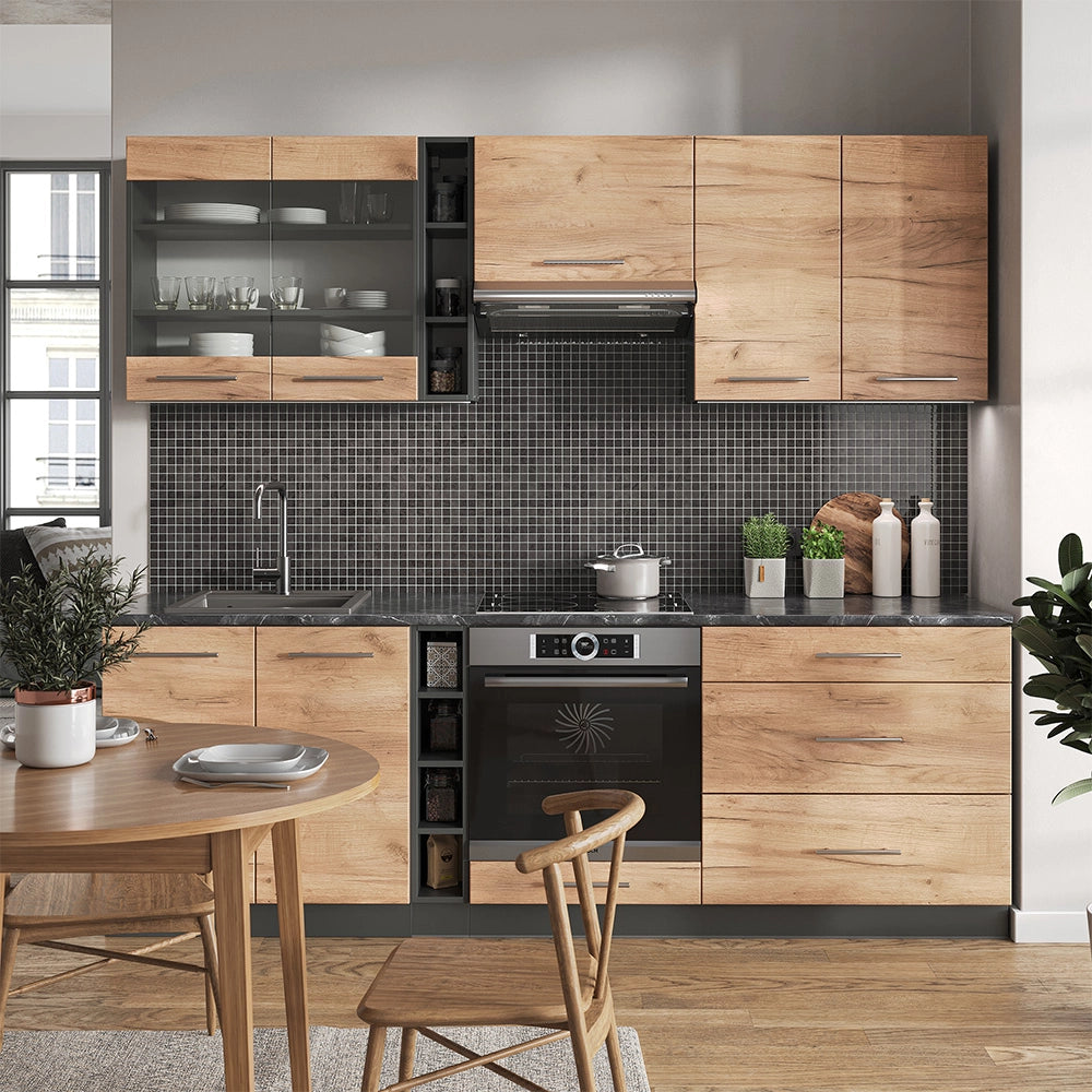 Cucina componibile Fame-Line Rovere dorato/Antracite 235 cm, PL Rovere Vicco